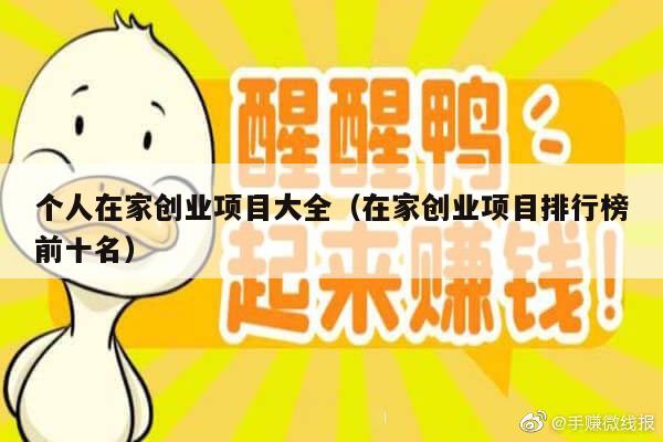 个人在家创业项目大全（在家创业项目排行榜前十名）